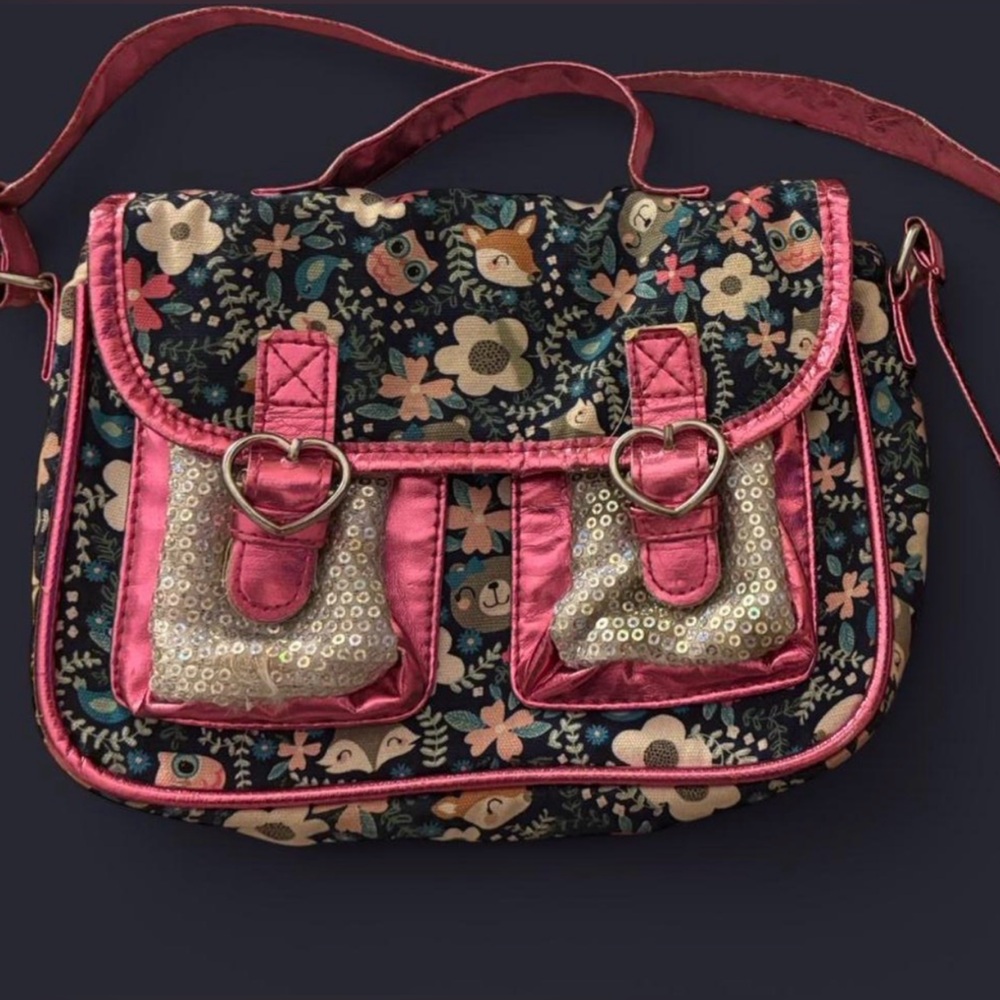pink and blue kids purse